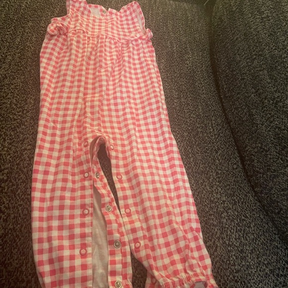 Carter’s Jumpsuit pink checkered color only washed in non toxic detergent 18M. - Picture 2 of 3